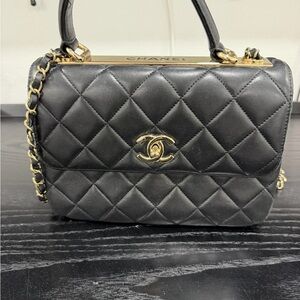 Chanel Black Quilted Shoulder Bag with Gold Accents